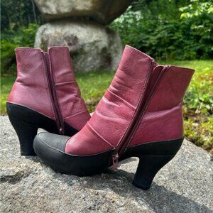 WOMEN Miss Mooz burgundy steampunk boots